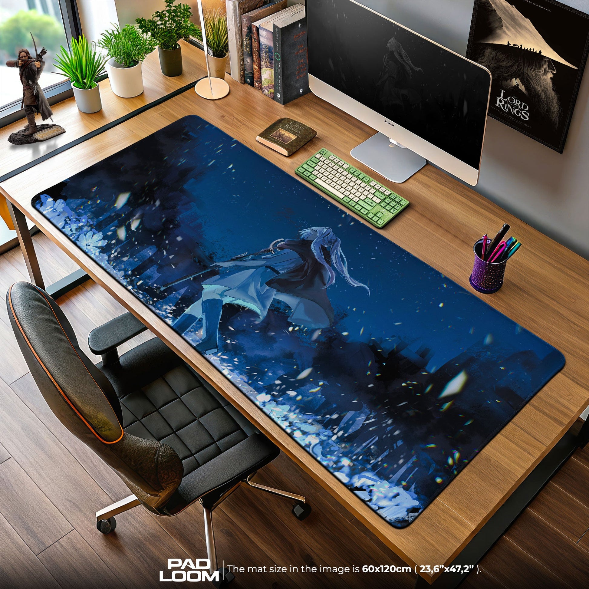 Frieren Moonlit Resolve Mouse Pad, Anime Gaming Desk Mat Padloom