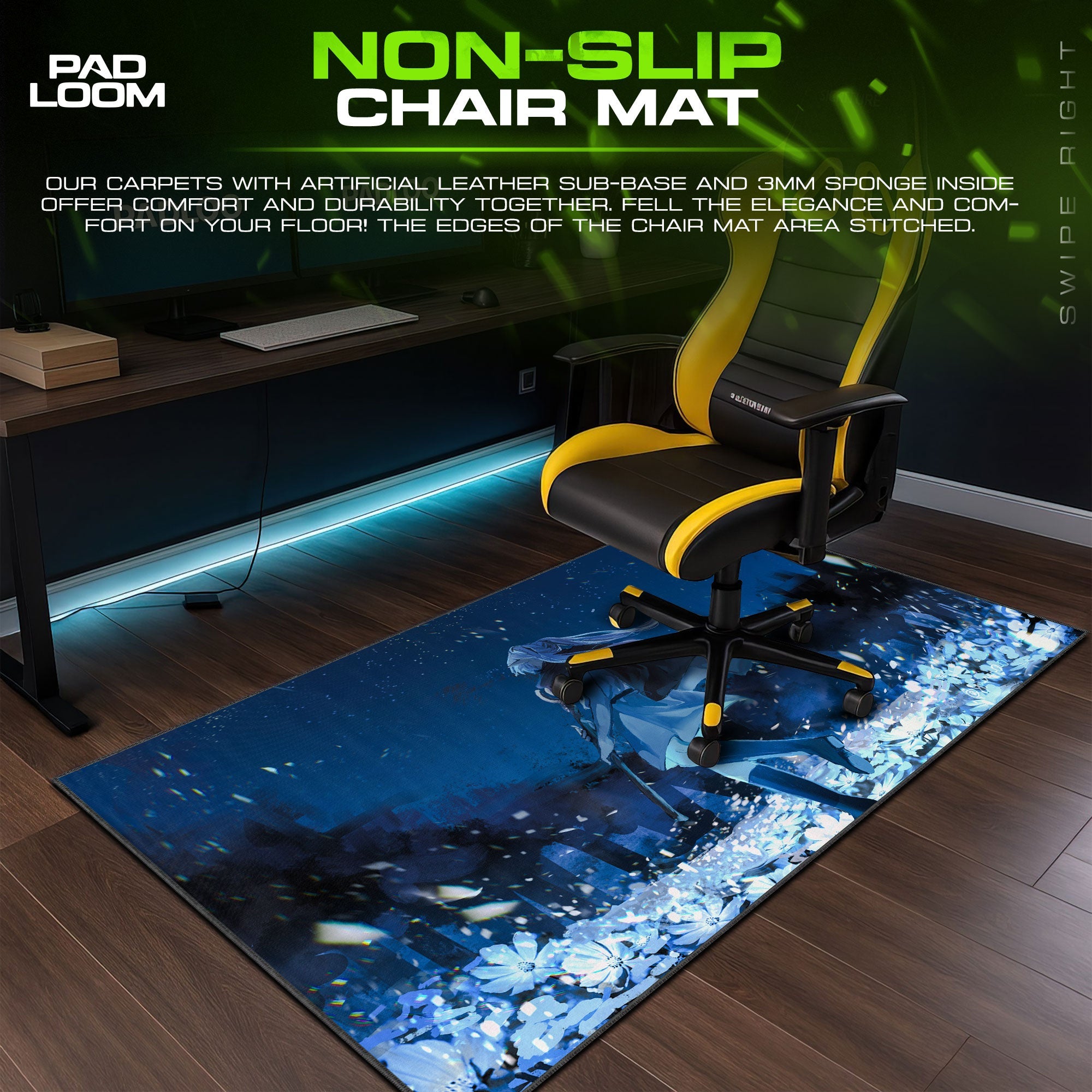 Frieren Moonlit Resolve Mouse Pad, Anime Gaming Desk Mat Padloom