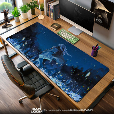 Frieren Moonlit Resolve Mouse Pad, Anime Gaming Desk Mat