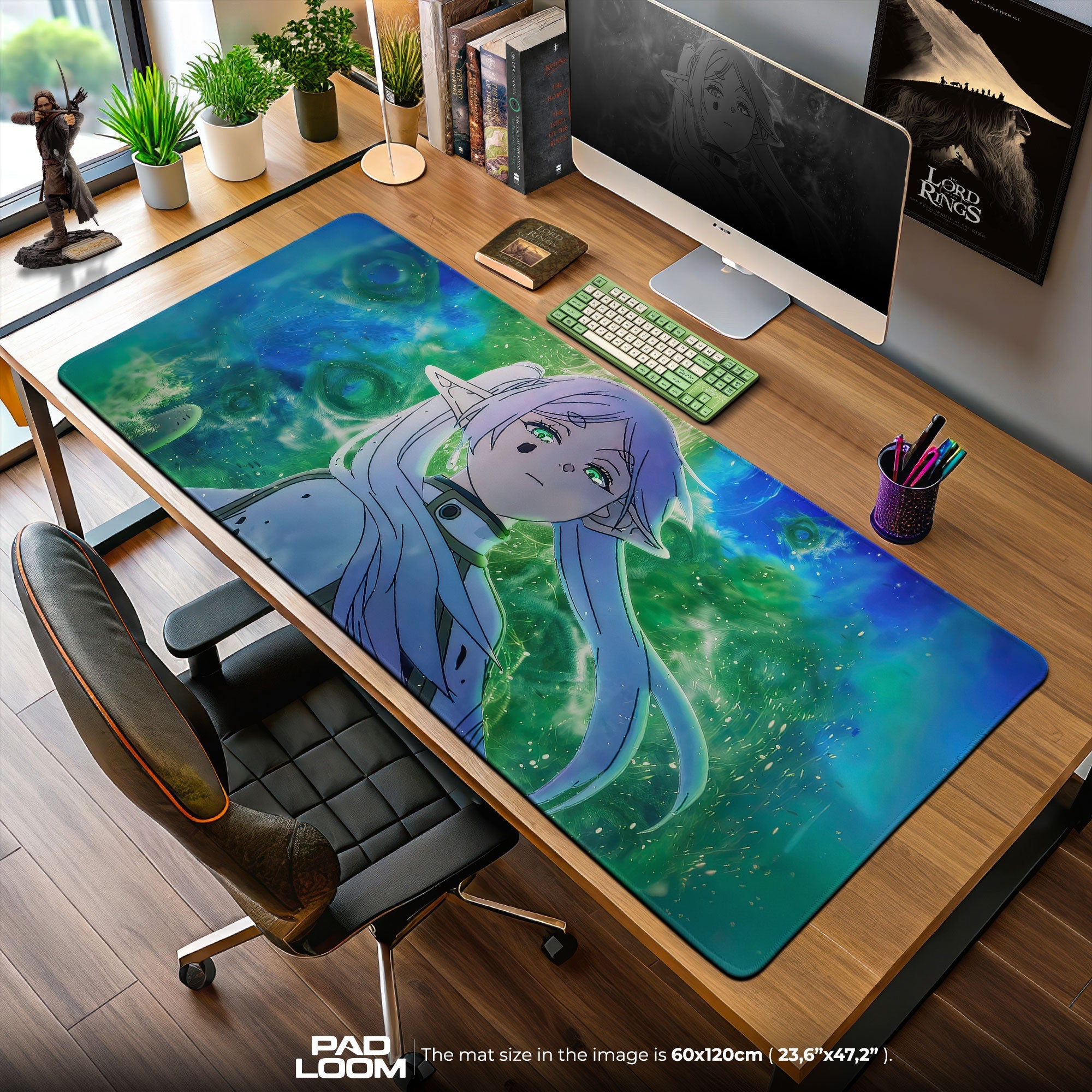 Frieren Mystic Aura Mouse Pad, Anime Gaming Desk Mat Padloom