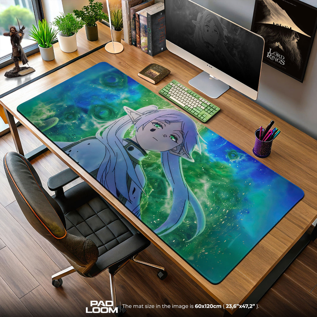 Frieren Mystic Aura Mouse Pad, Anime Gaming Desk Mat Padloom