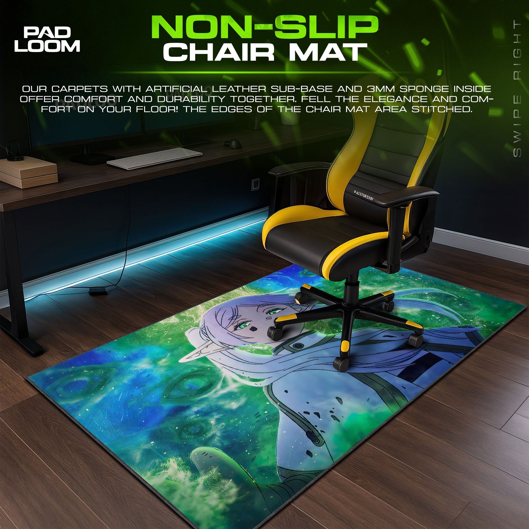 Frieren Mystic Aura Mouse Pad, Anime Gaming Desk Mat Padloom