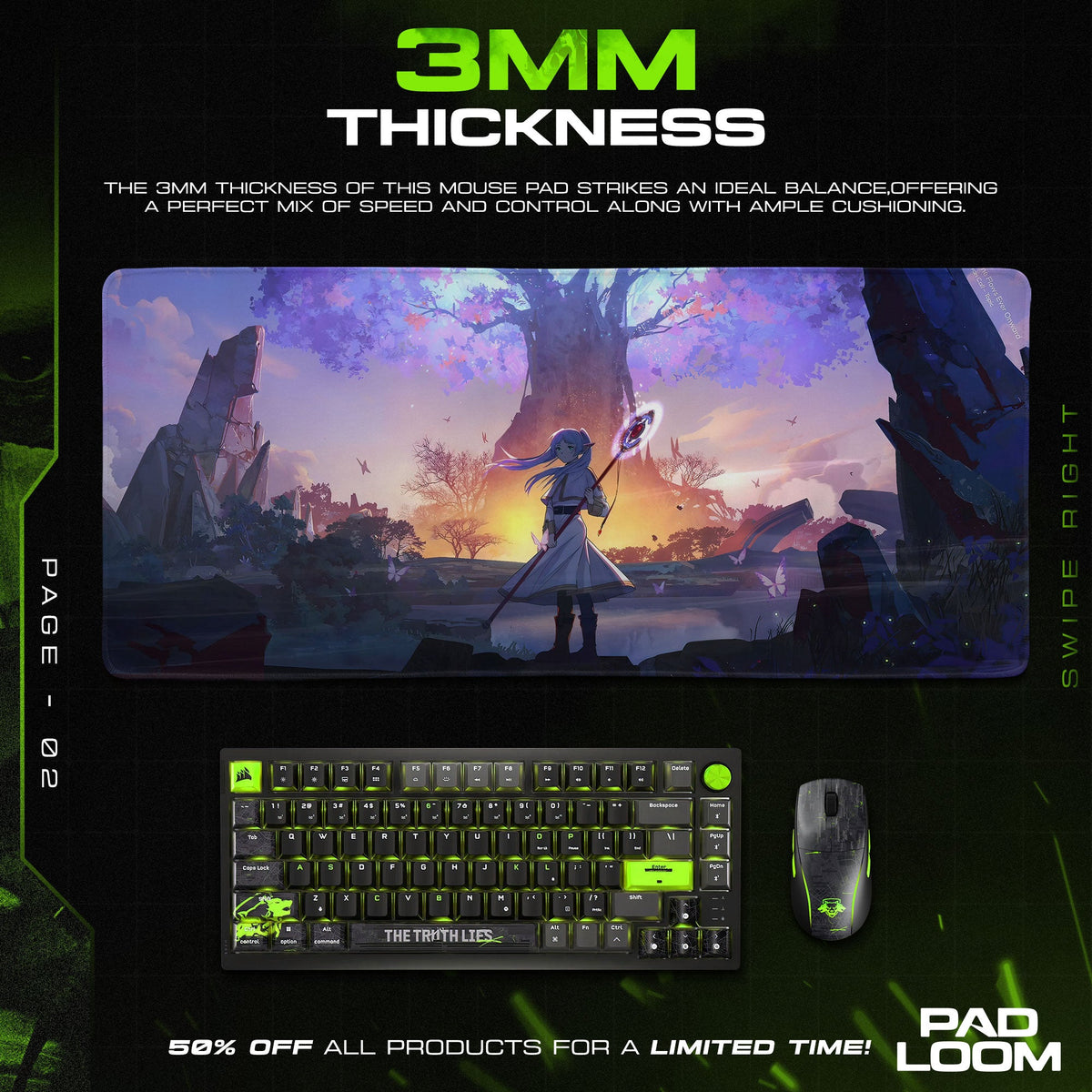 Tree Mouse Gaming Frieren Twilight Tree Mouse Pad, Anime Gaming Desk Mat – Padloom