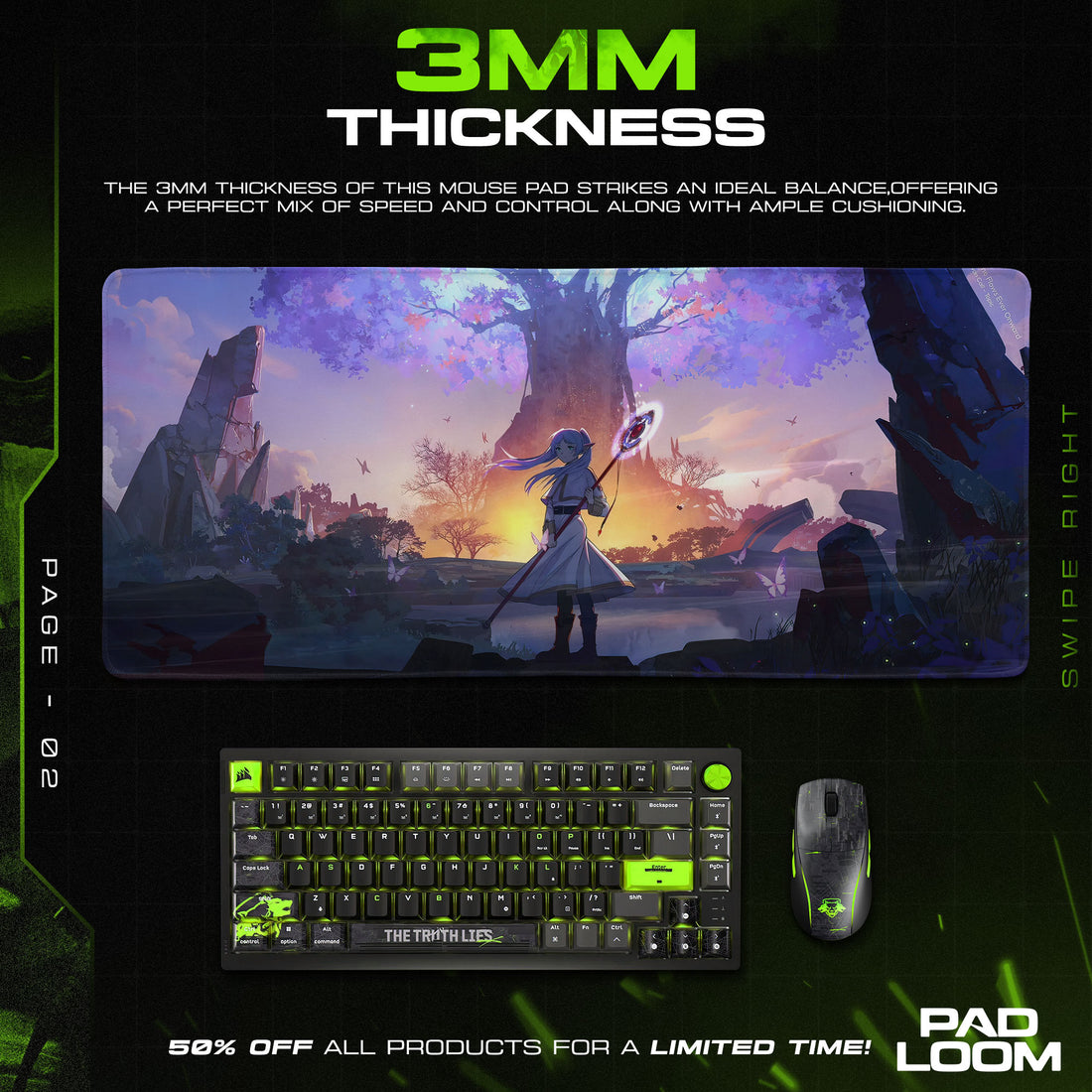 Frieren Twilight Tree Mouse Pad, Anime Gaming Desk Mat
