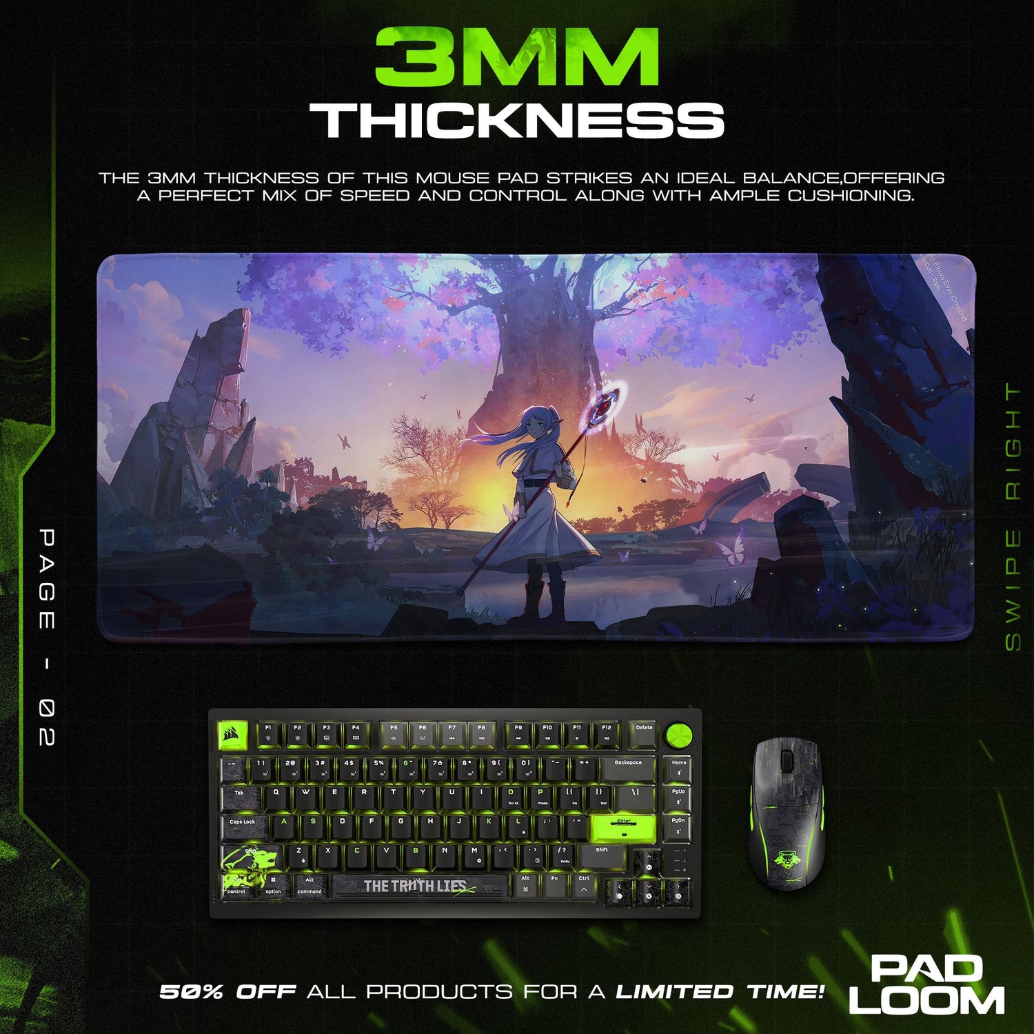 Frieren Twilight Tree Mouse Pad, Anime Gaming Desk Mat Padloom