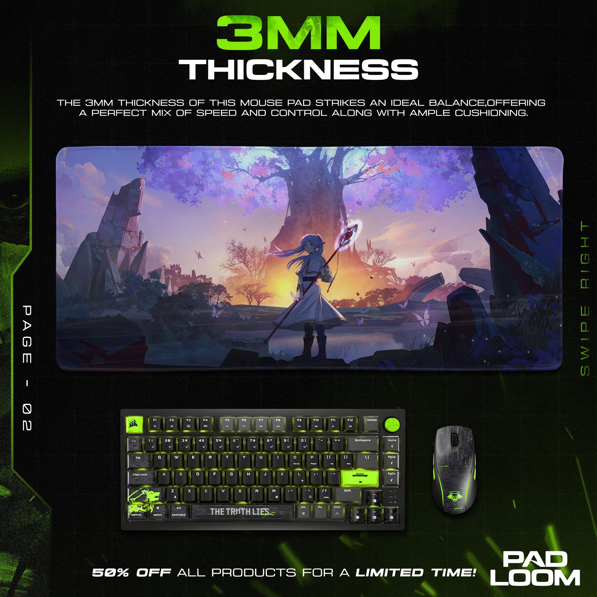 Frieren Twilight Tree Mouse Pad, Anime Gaming Desk Mat
