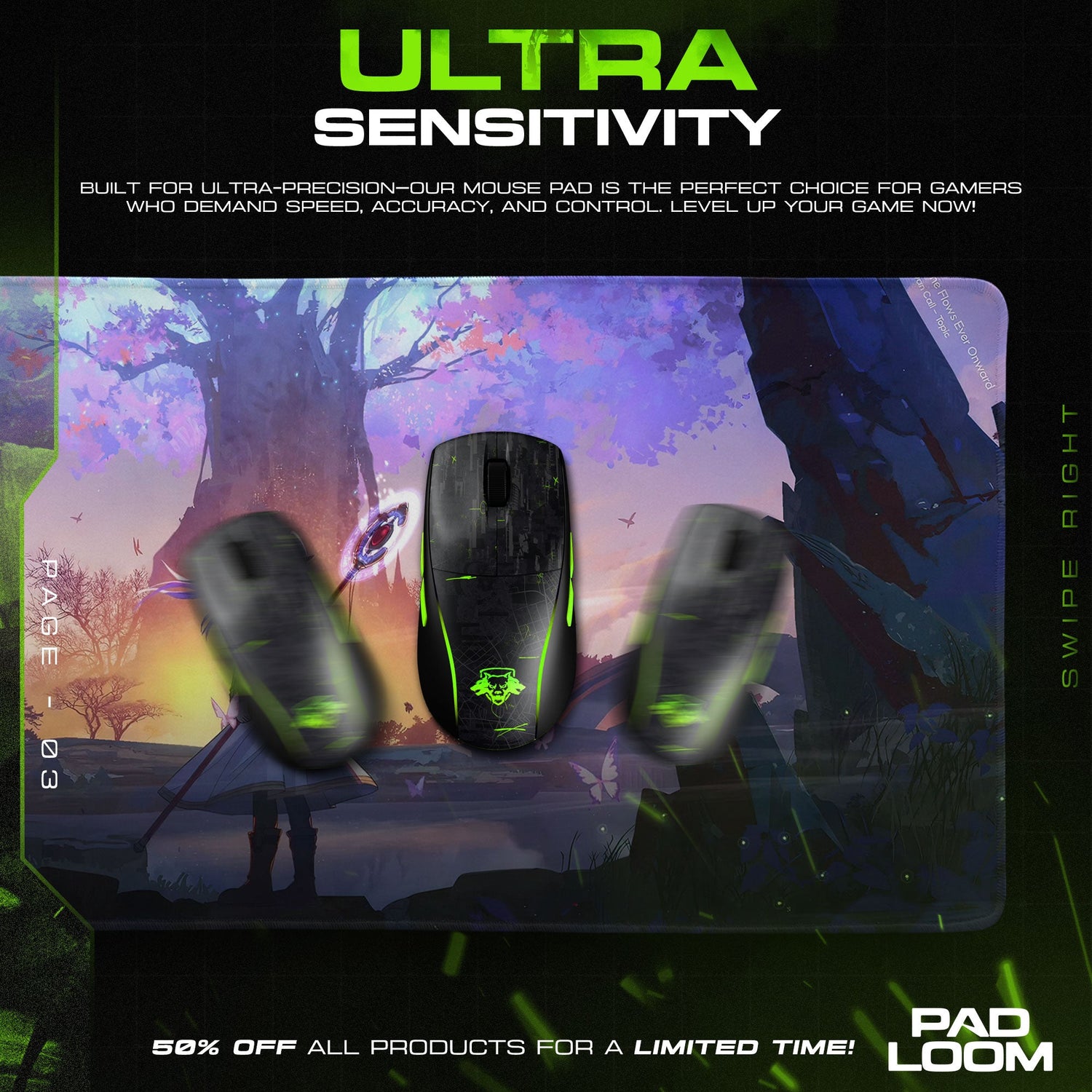 Frieren Twilight Tree Mouse Pad, Anime Gaming Desk Mat Padloom