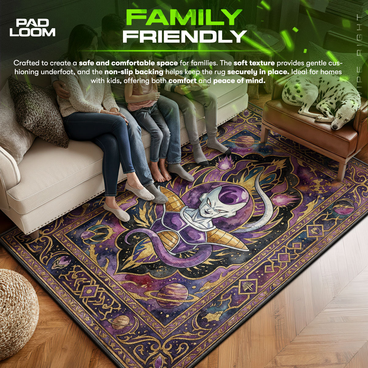 Emperor area rug showing full home decor artwork