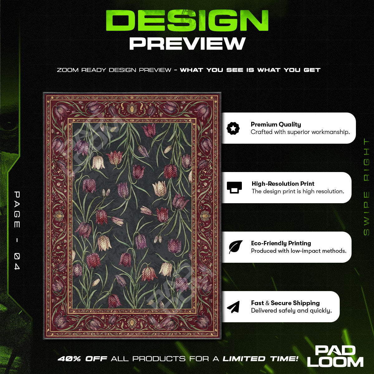Fritillary Bell Dark Botanical Area rug — main product view