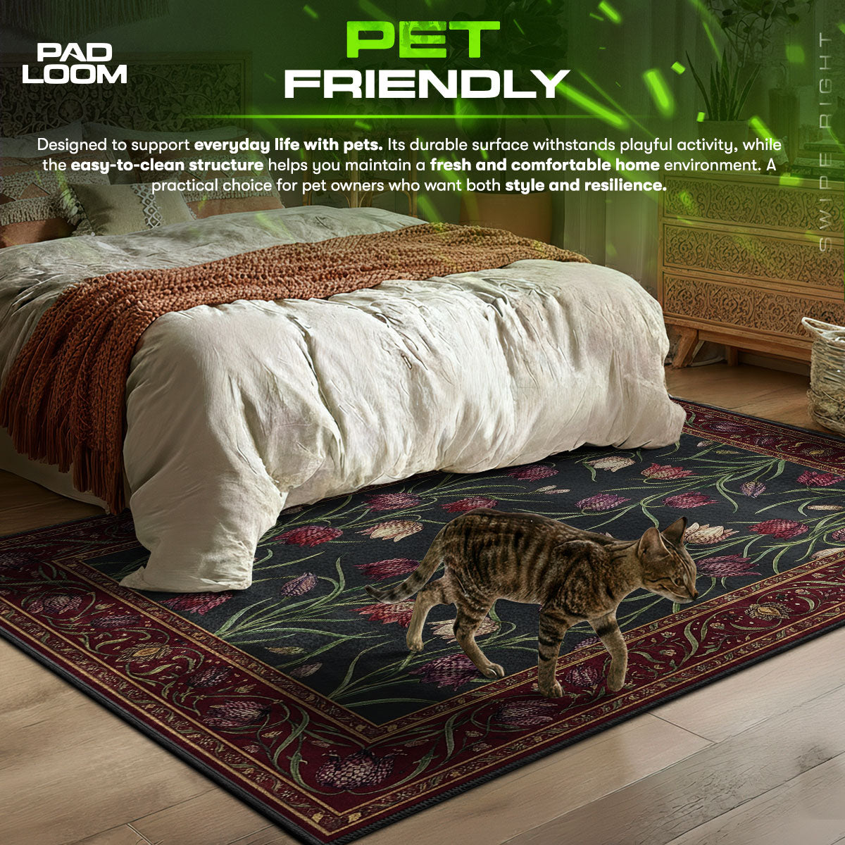 Fritillary Bell themed area rug for home decor fans