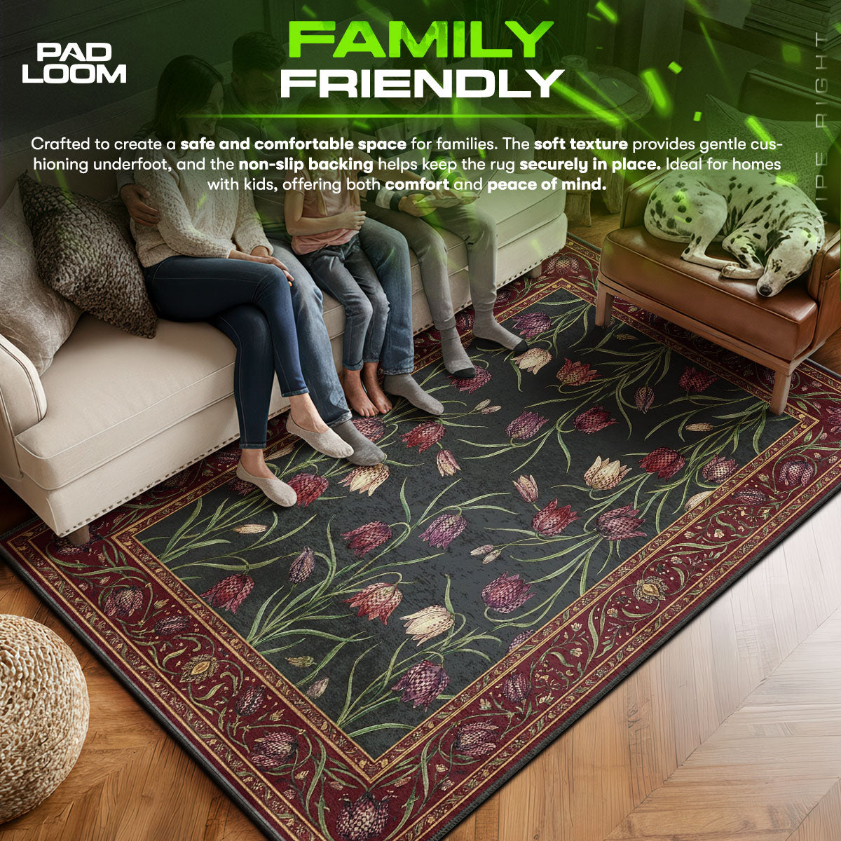 Area character design printed on rug