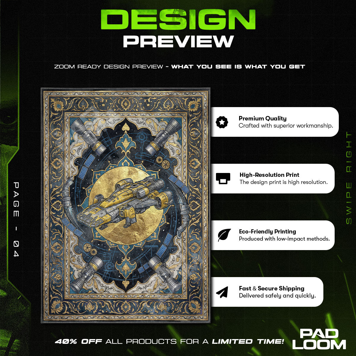 Chair character design printed on rug
