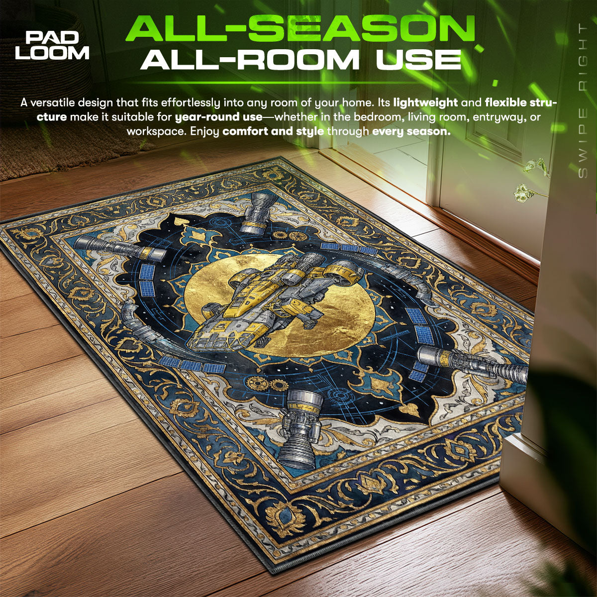 Frontier Pilot Explorer Starfield Chair fan rug — premium quality print