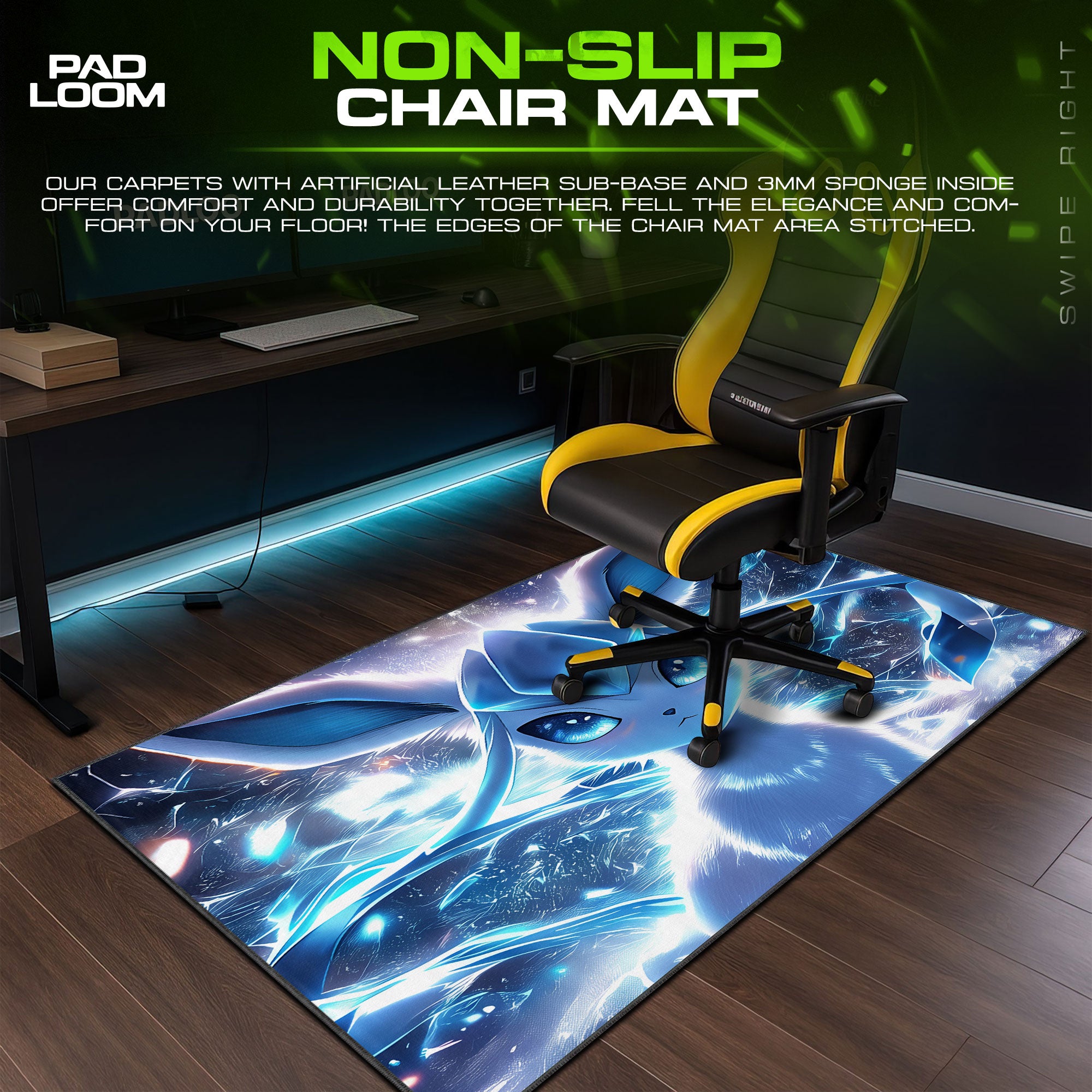 Frost Bloom Glaceon Mouse Pad, Ice Pokémon Gaming Desk Mat