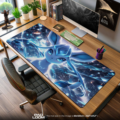 Frost Bloom Glaceon Mouse Pad, Ice Pokémon Gaming Desk Mat