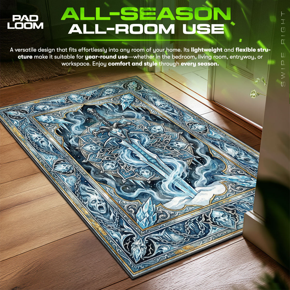 Frostmourne Frozen Rune Rug - WoW Chair Mat