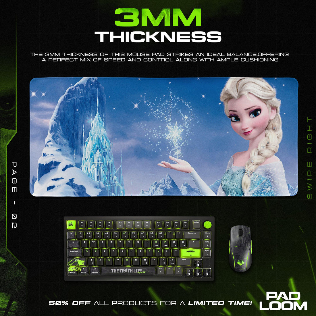 Frozen Ice Queen Mouse Pad - Frosted Fantasy Desk Mat Padloom