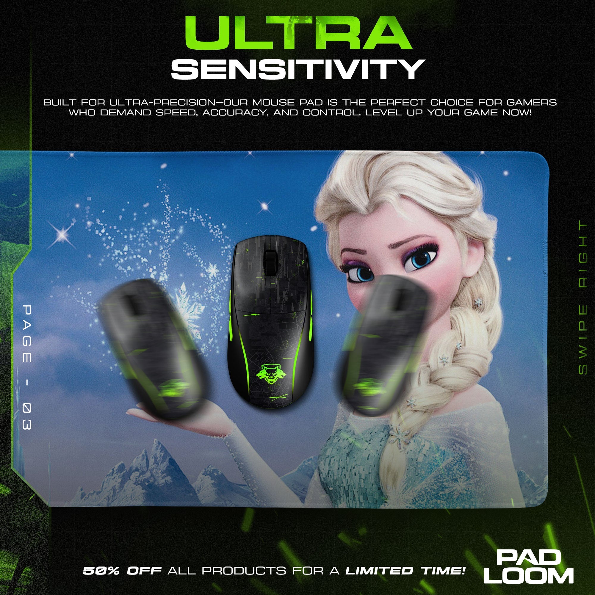 Frozen Ice Queen Mouse Pad - Frosted Fantasy Desk Mat Padloom