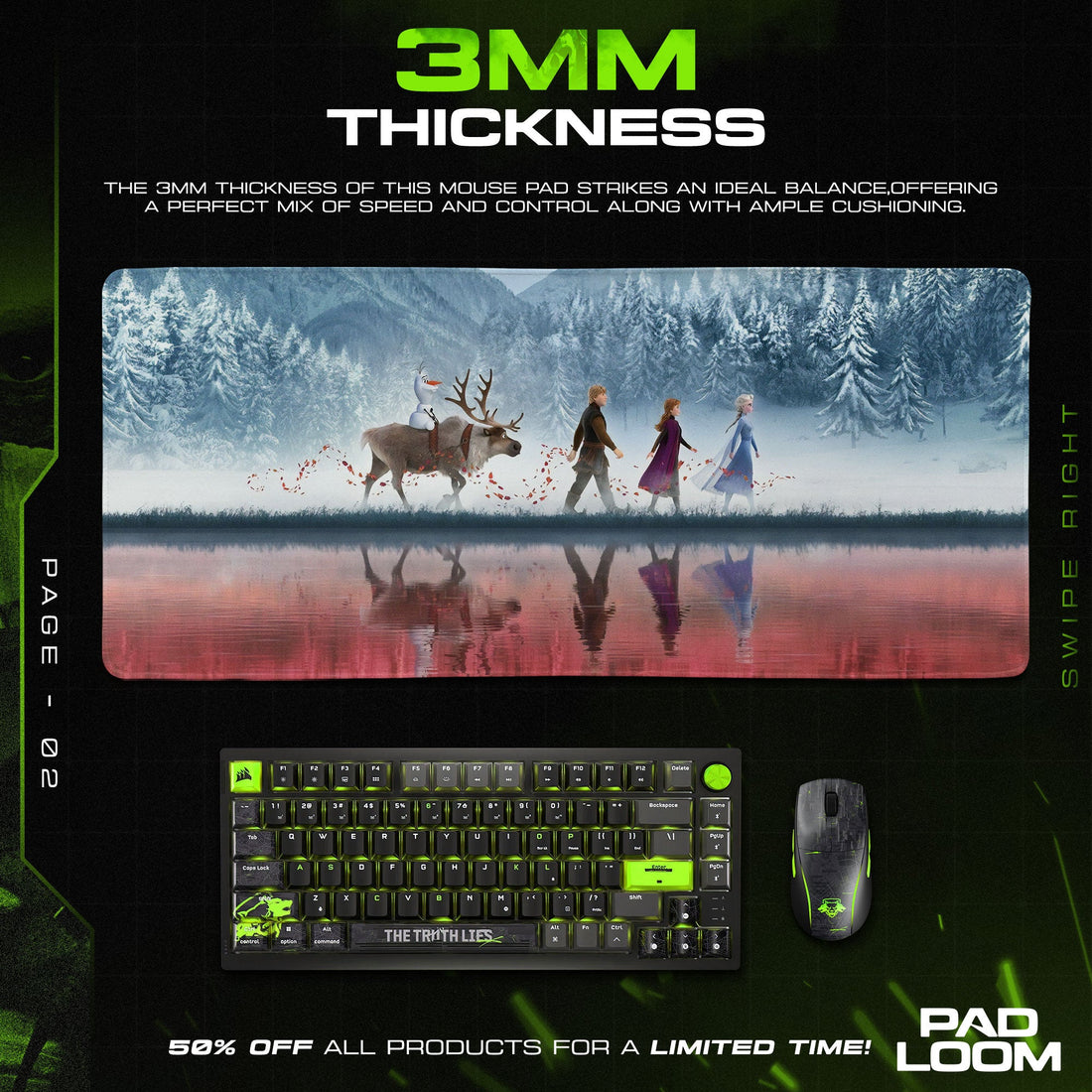 Frozen Reflection Mouse Pad - Winter Journey Desk Mat Padloom