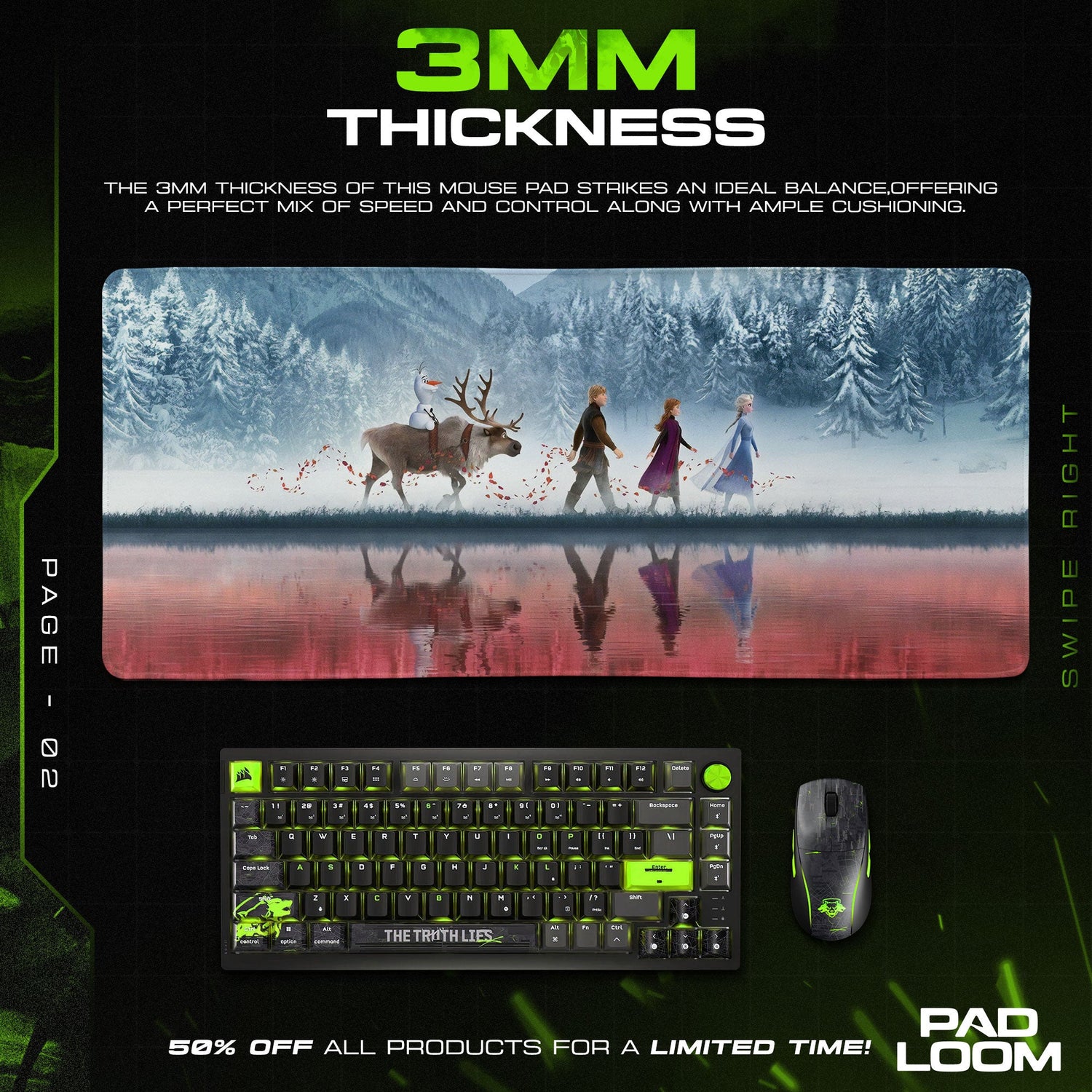 Frozen Reflection Mouse Pad - Winter Journey Desk Mat Padloom