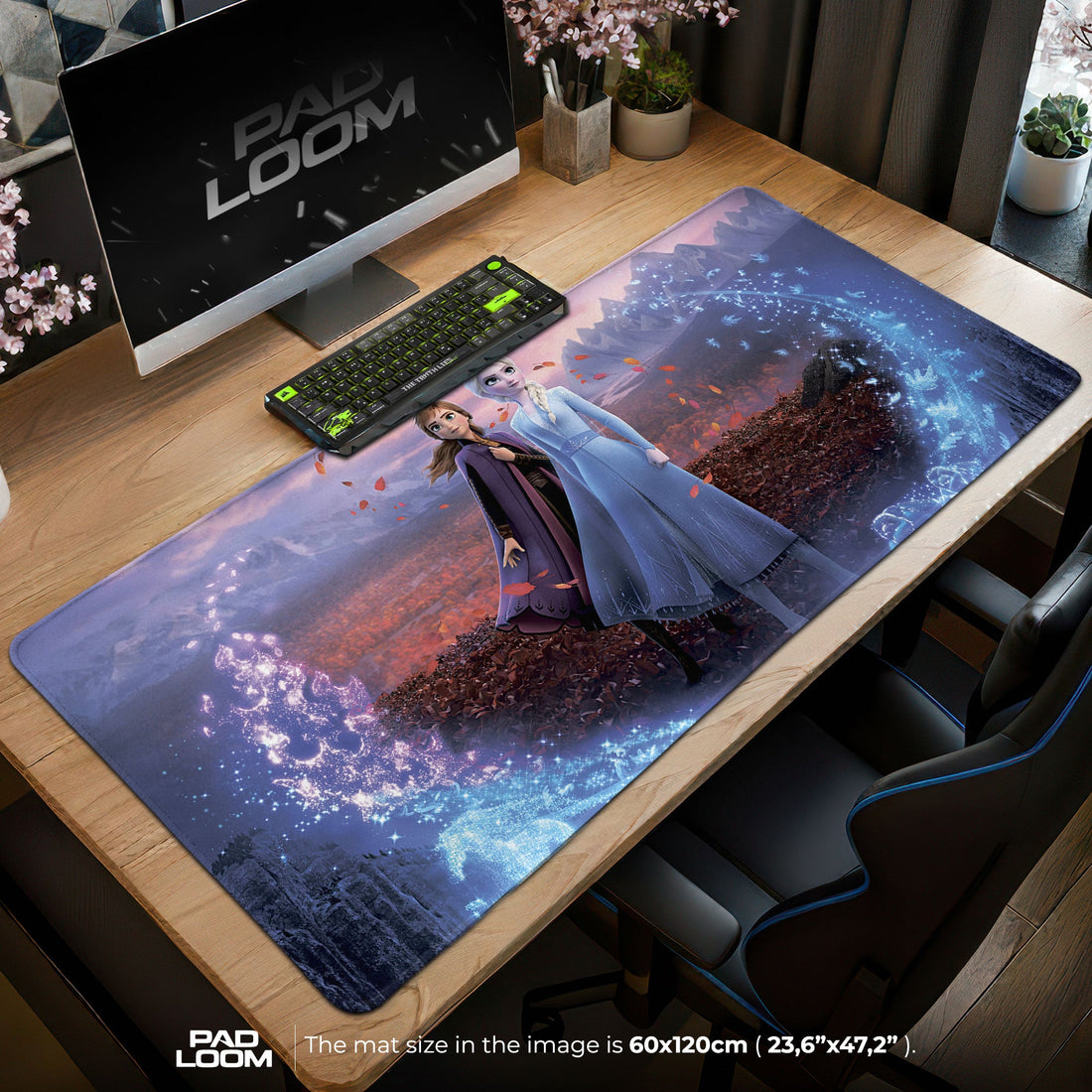 Frozen Sisters Mouse Pad - Elemental Magic Desk Mat Padloom