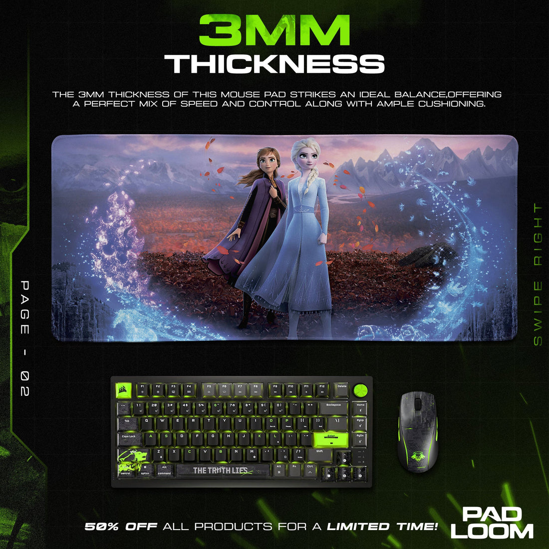 Frozen Sisters Mouse Pad - Elemental Magic Desk Mat Padloom