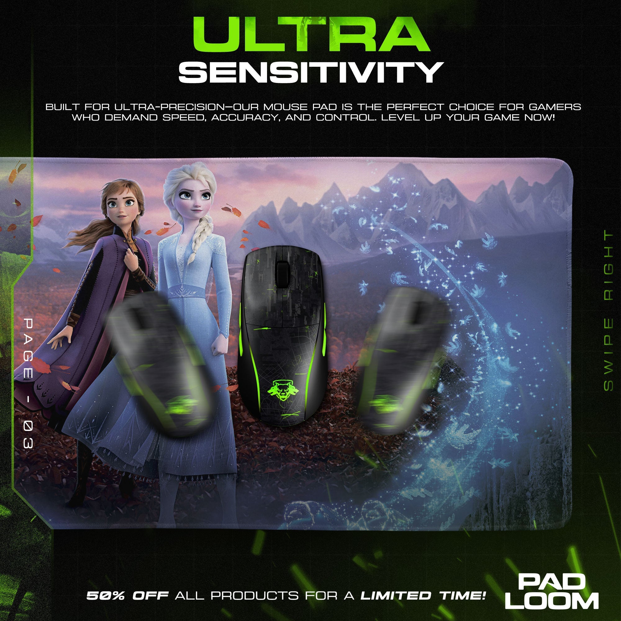 Frozen Sisters Mouse Pad - Elemental Magic Desk Mat Padloom