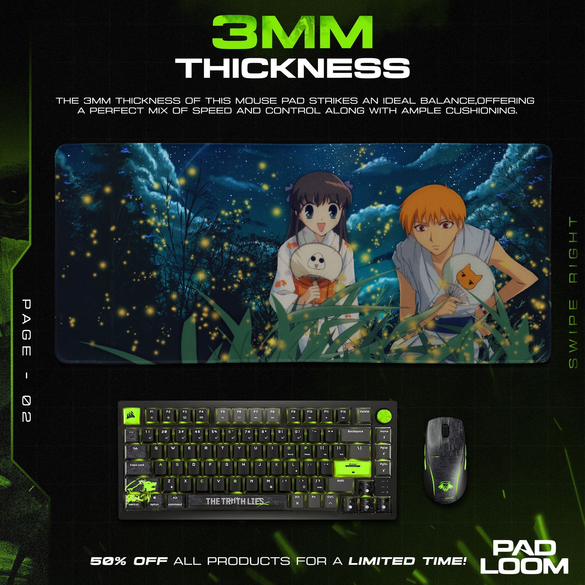 Fruits Basket Mouse Pad - Firefly Night Anime Desk Mat Padloom