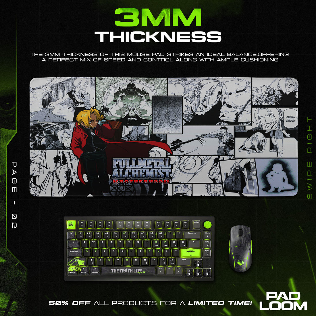 Fullmetal Alchemist Manga Panels Mouse Pad, Anime Desk Mat
