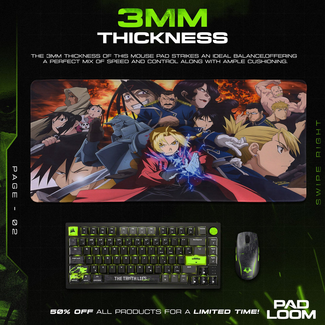 Fullmetal Alchemist Mouse Pad - Brotherhood Battle Anime Desk Mat Padloom