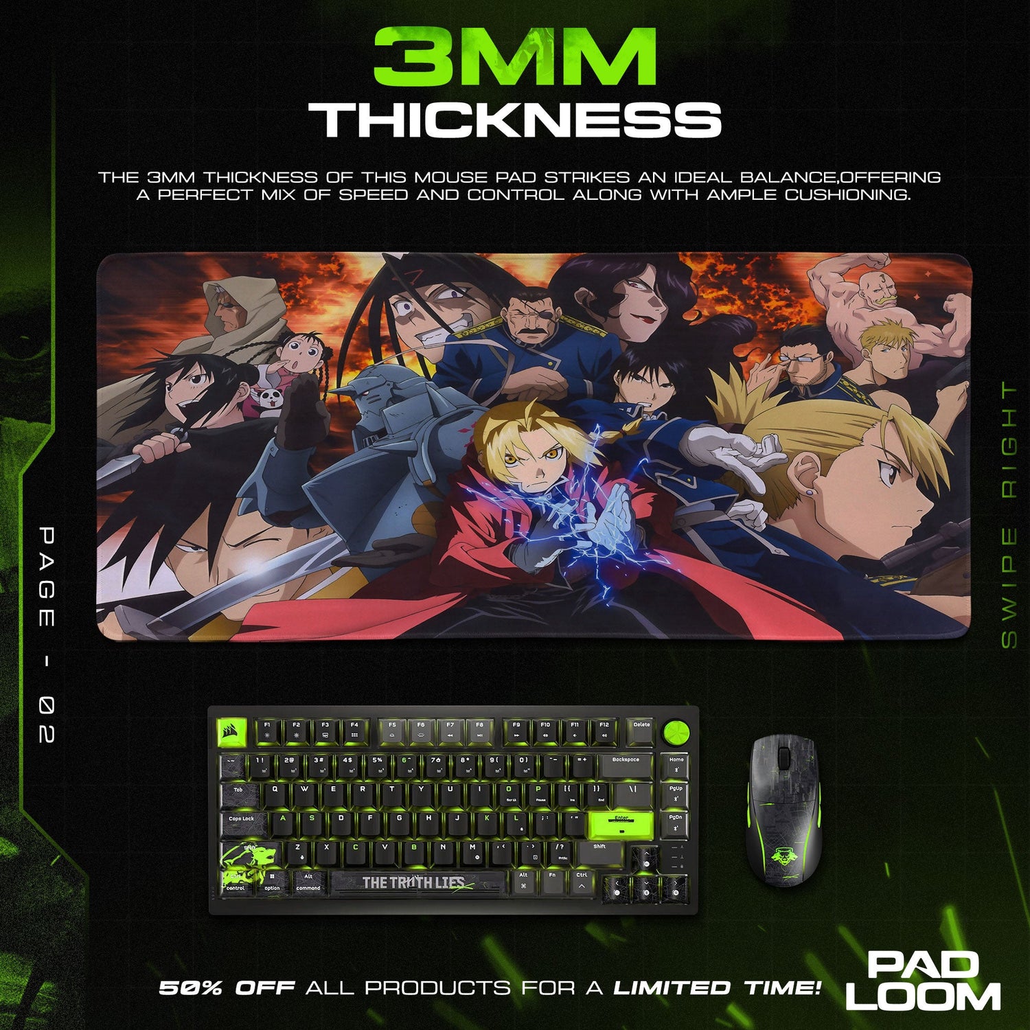Fullmetal Alchemist Mouse Pad - Brotherhood Battle Anime Desk Mat Padloom