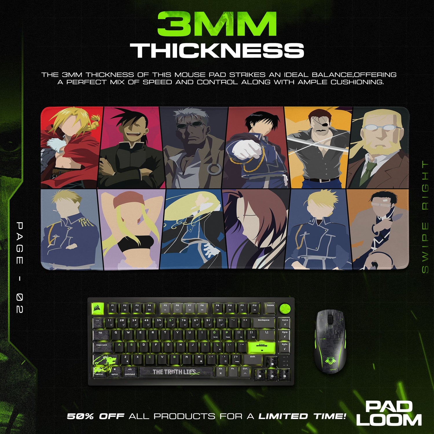 Fullmetal Alchemist Mouse Pad - Lightning Alchemy Anime Desk Mat Padloom