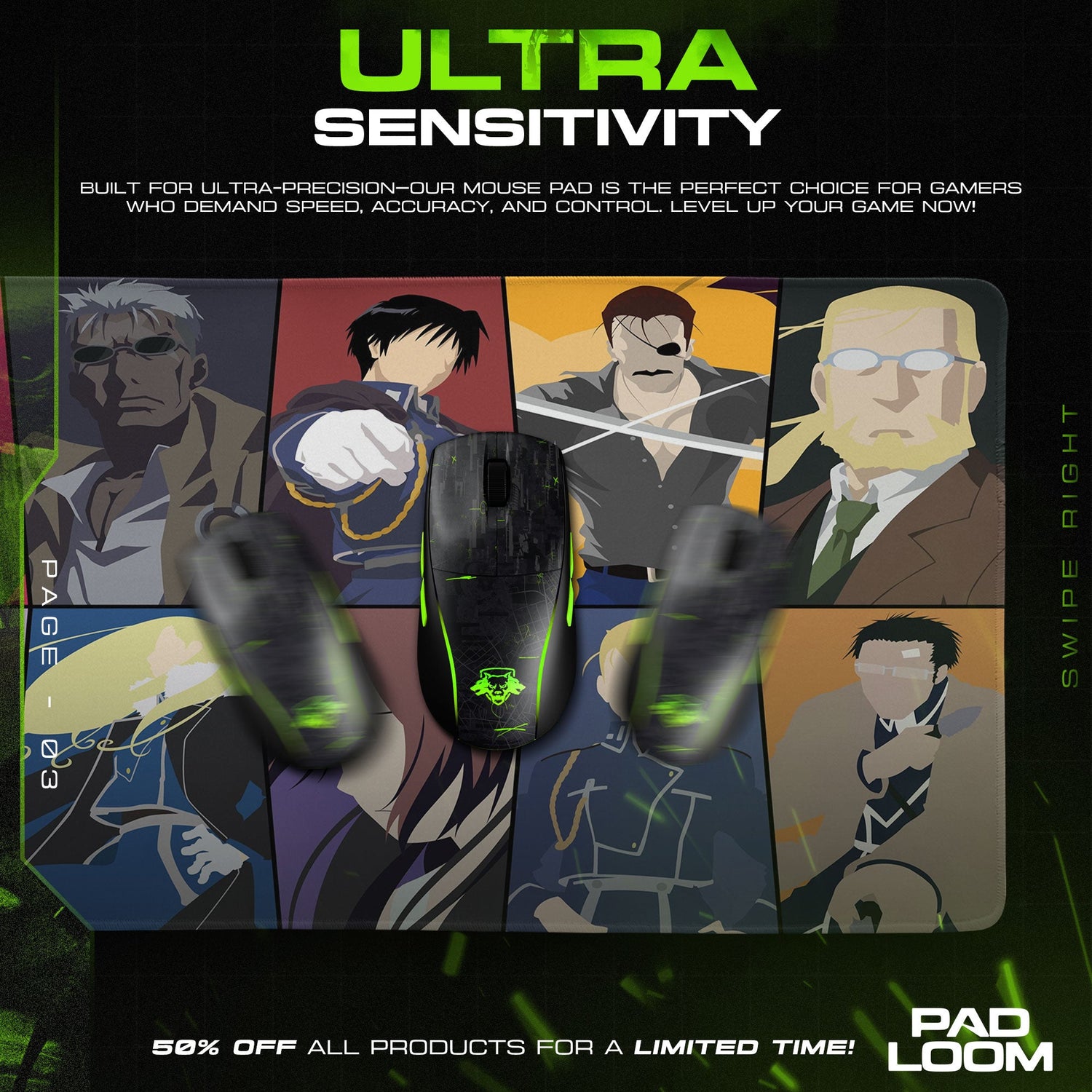 Fullmetal Alchemist Mouse Pad - Lightning Alchemy Anime Desk Mat Padloom