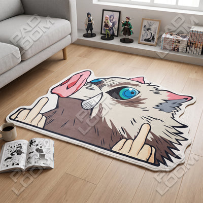 Funny Inosuke Rug - Shaped Anime Area Rug