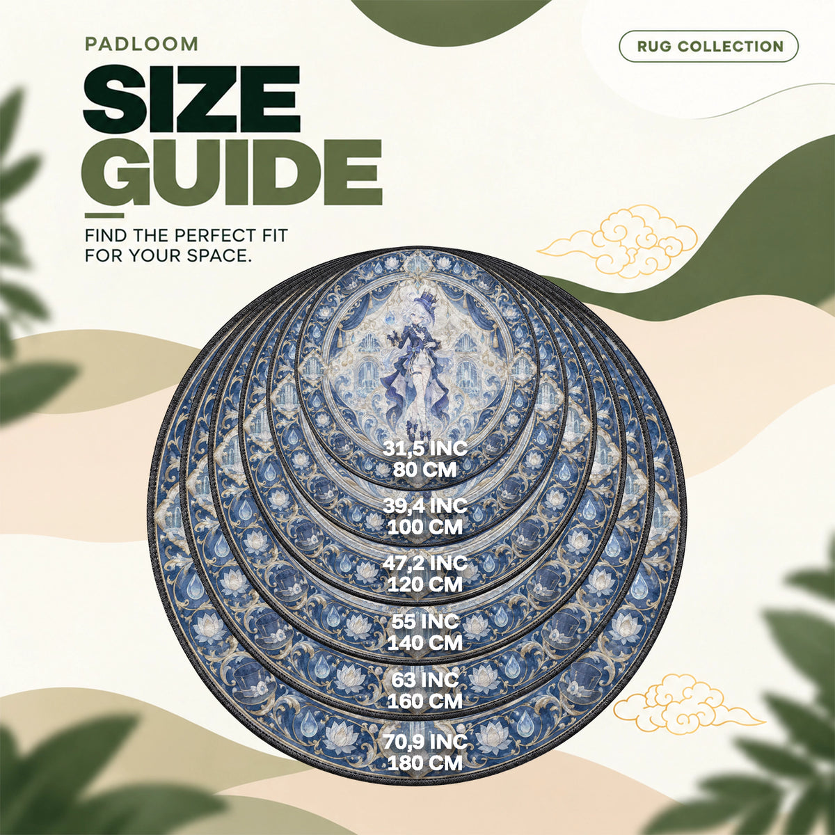 Furina Fountain Round Rug - Genshin Impact Chair Mat