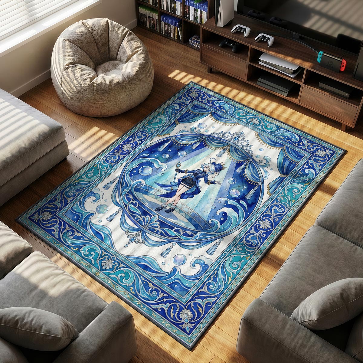 Furina Scheinwerfer Teppich - Genshin Impact Stuhlunterlage