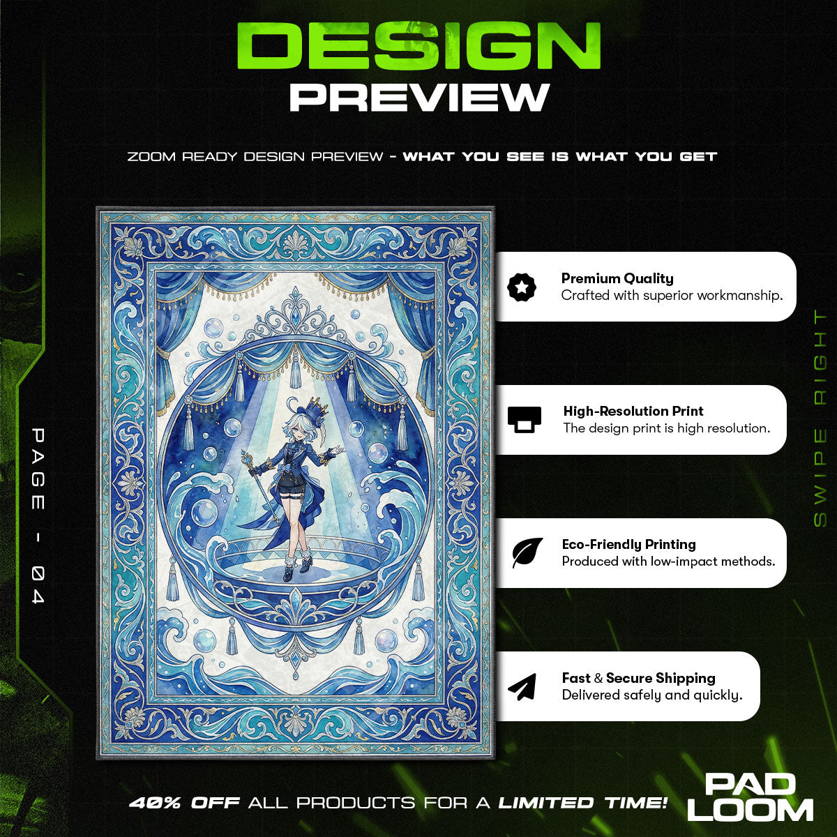 Furina Scheinwerfer Teppich - Genshin Impact Stuhlunterlage