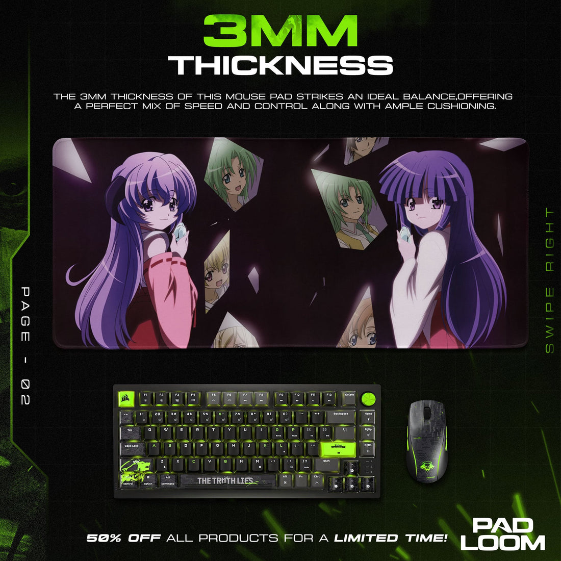 Furude Rika Mouse Pad - Fractured Memories Anime Desk Mat Padloom