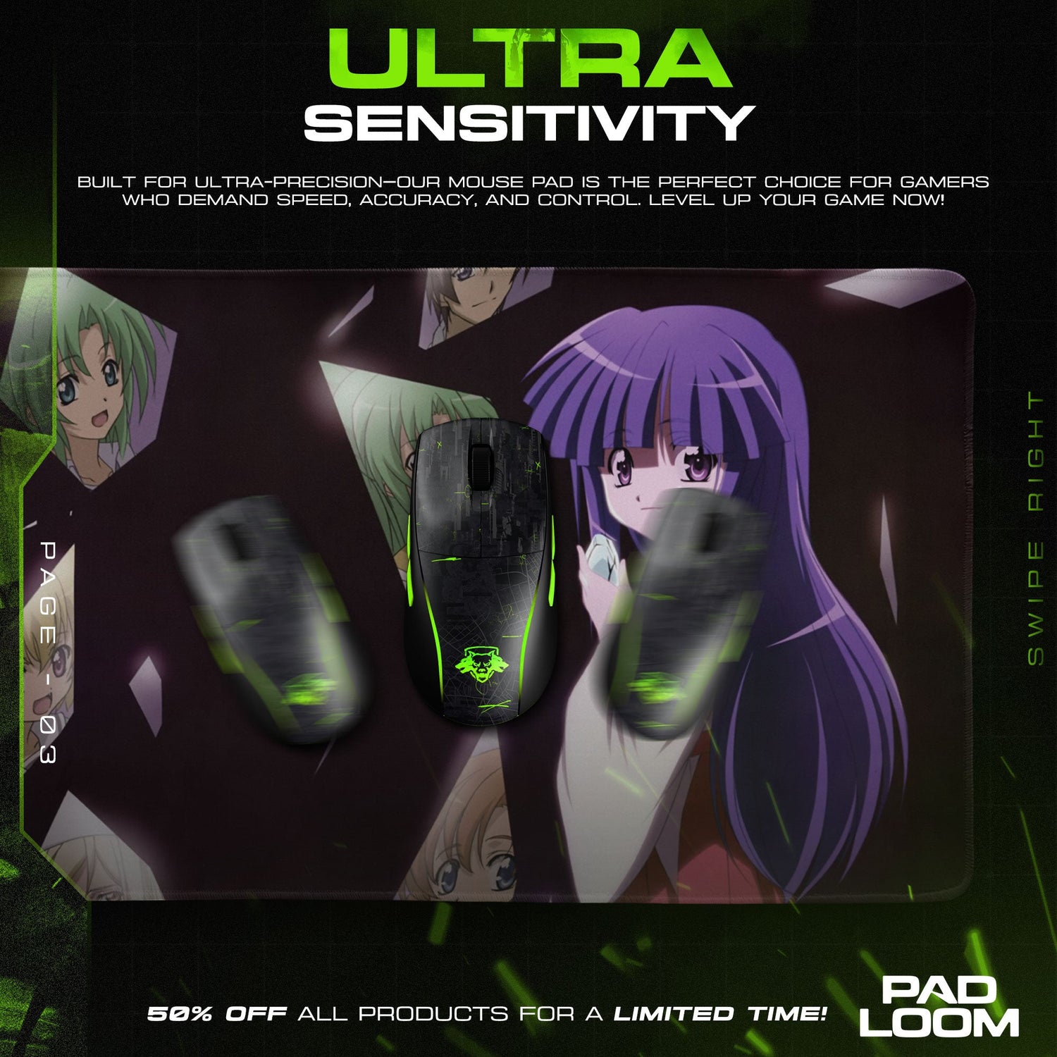 Furude Rika Mouse Pad - Fractured Memories Anime Desk Mat Padloom