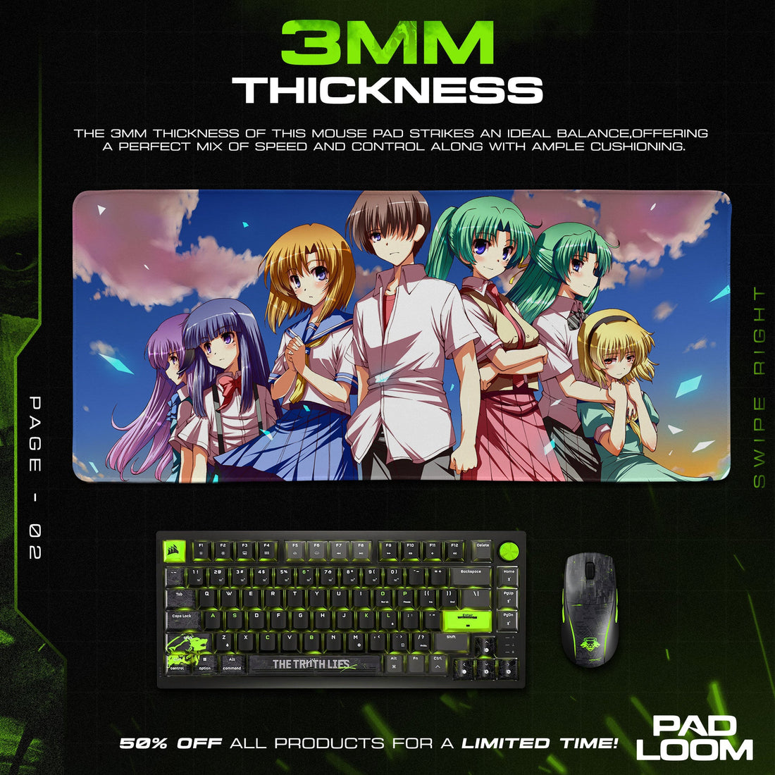 Furude Rika Mouse Pad - Sunset Bonds Anime Desk Mat Padloom