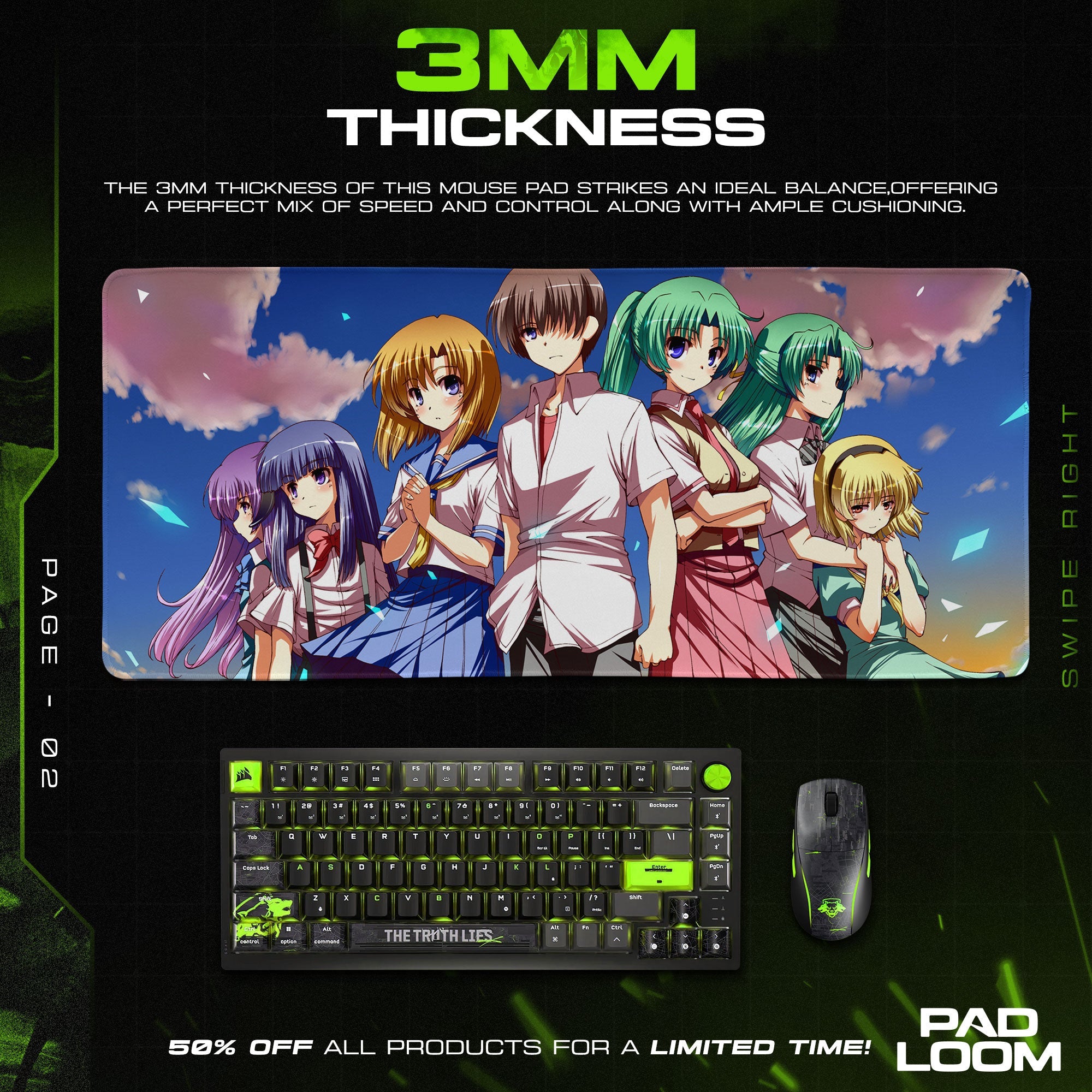 Furude Rika Mouse Pad - Sunset Bonds Anime Desk Mat Padloom