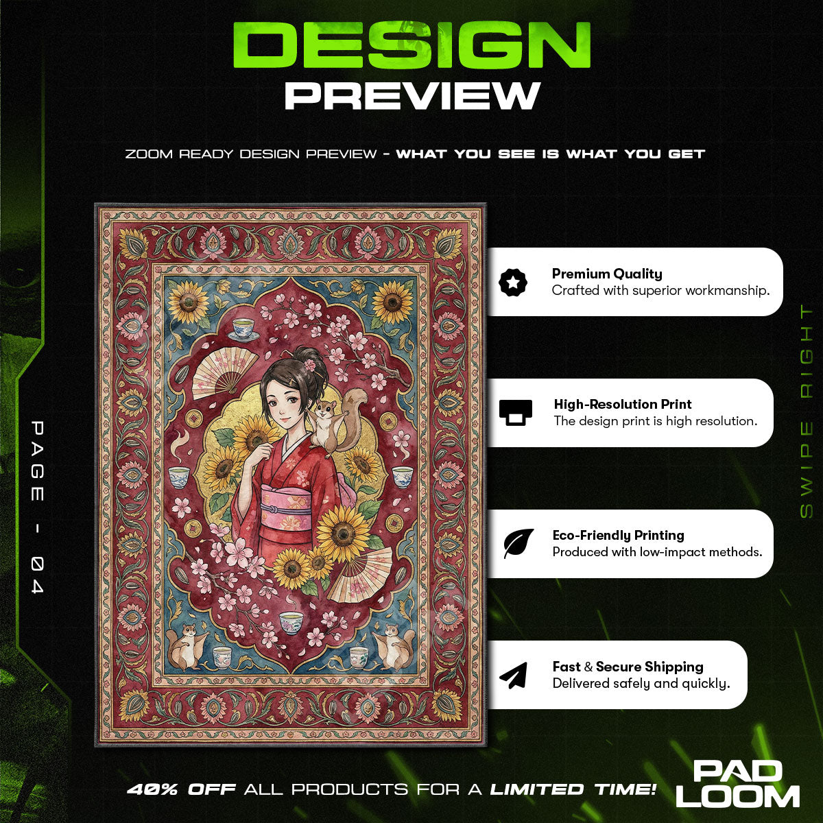 Chair character design printed on rug