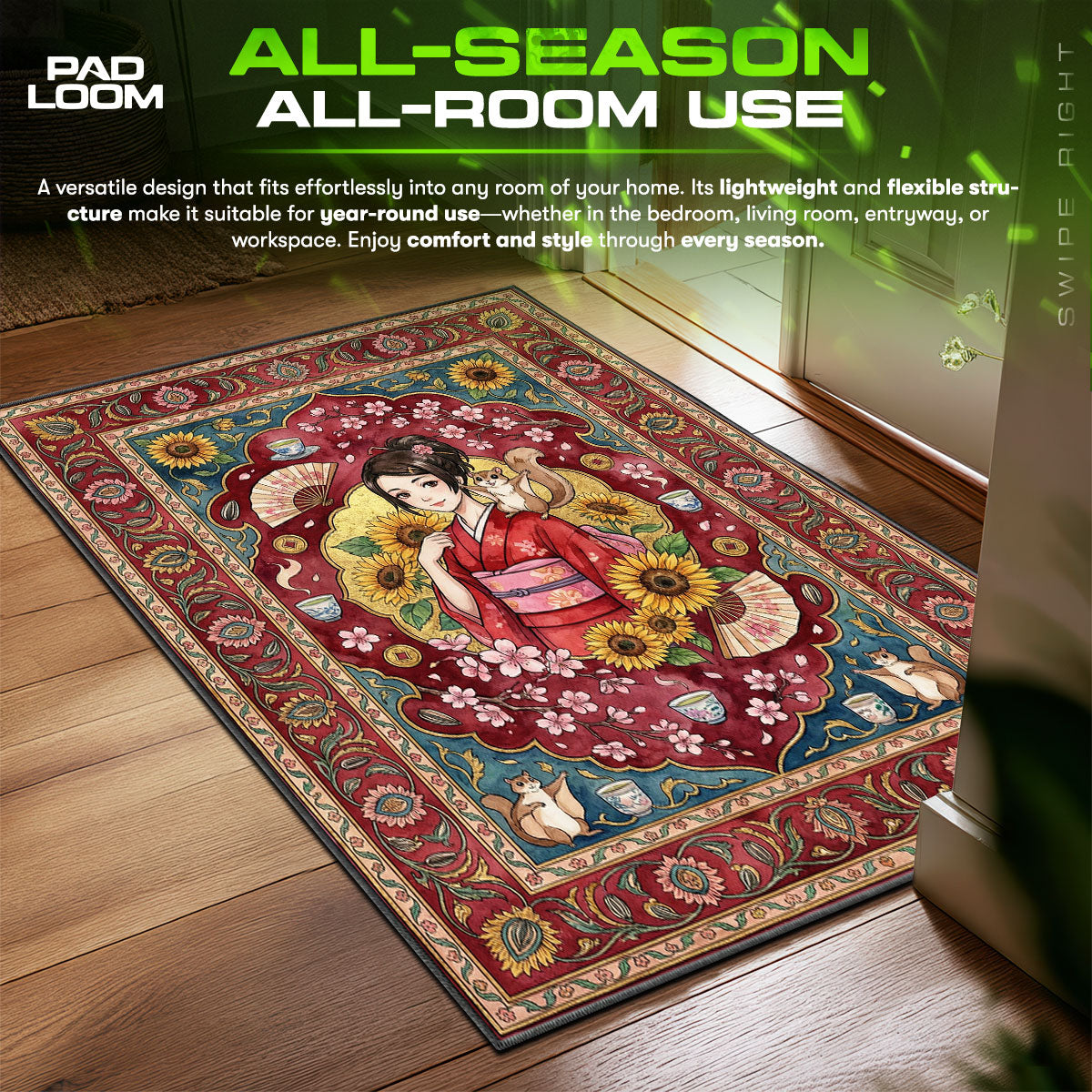 Fuu Sunflower Samurai Champloo Chair fan rug — premium quality print