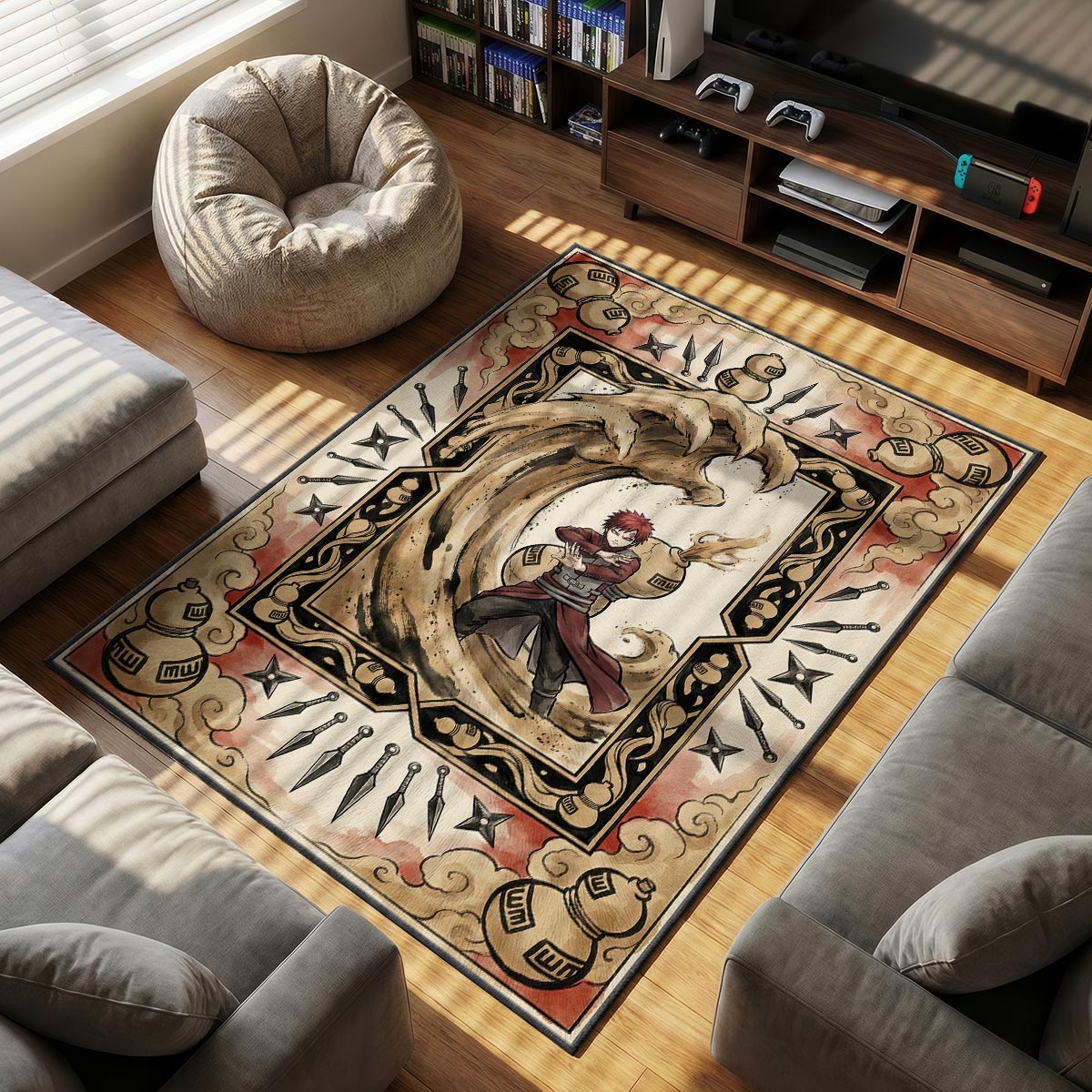 Gaara Desert Sand Art Rug - Naruto Shippuden Chair Mat
