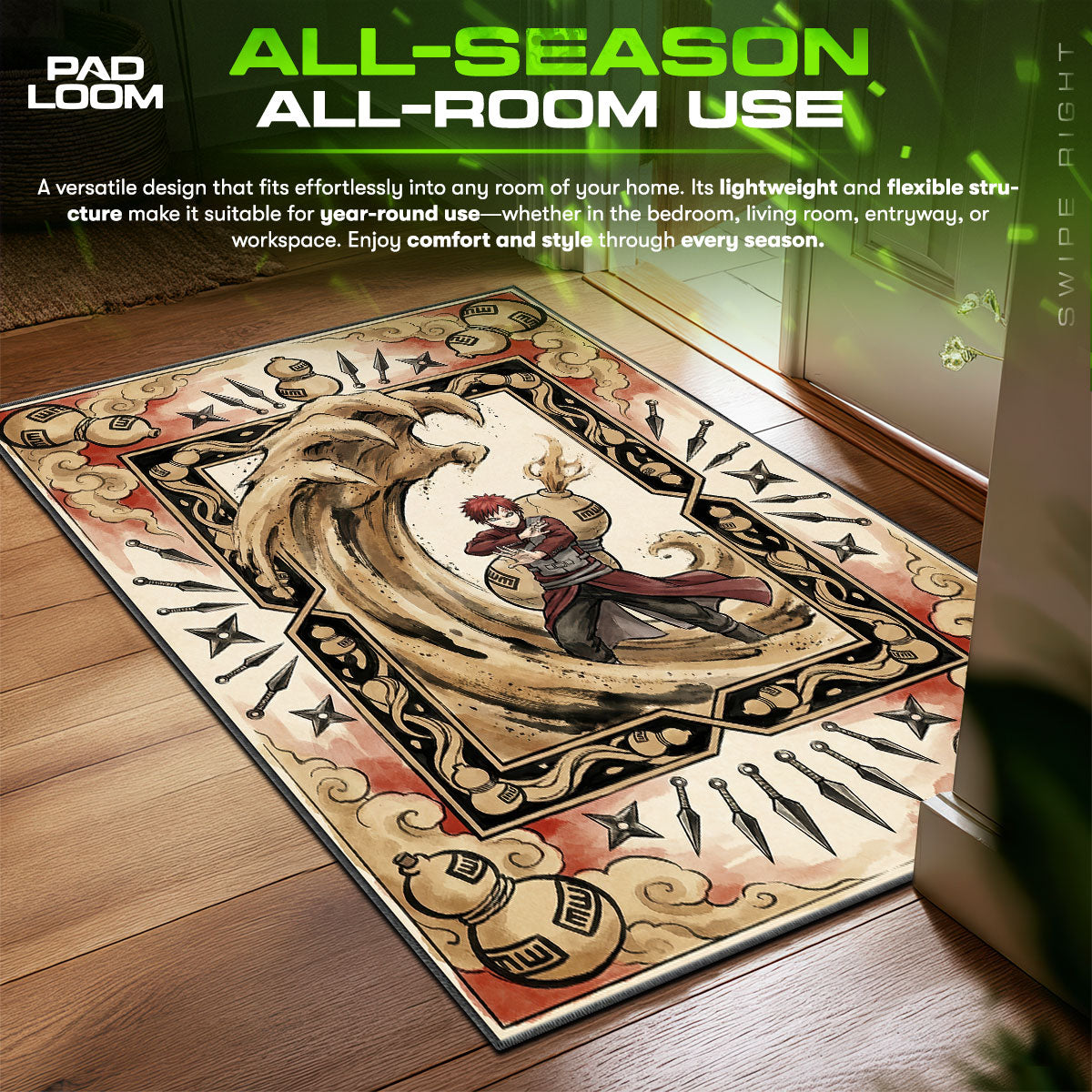Gaara Desert Sand Art Rug - Naruto Shippuden Chair Mat