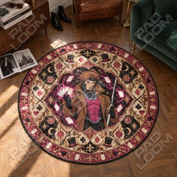 Gambit Cards Round Rug - Marvel Chair Mat