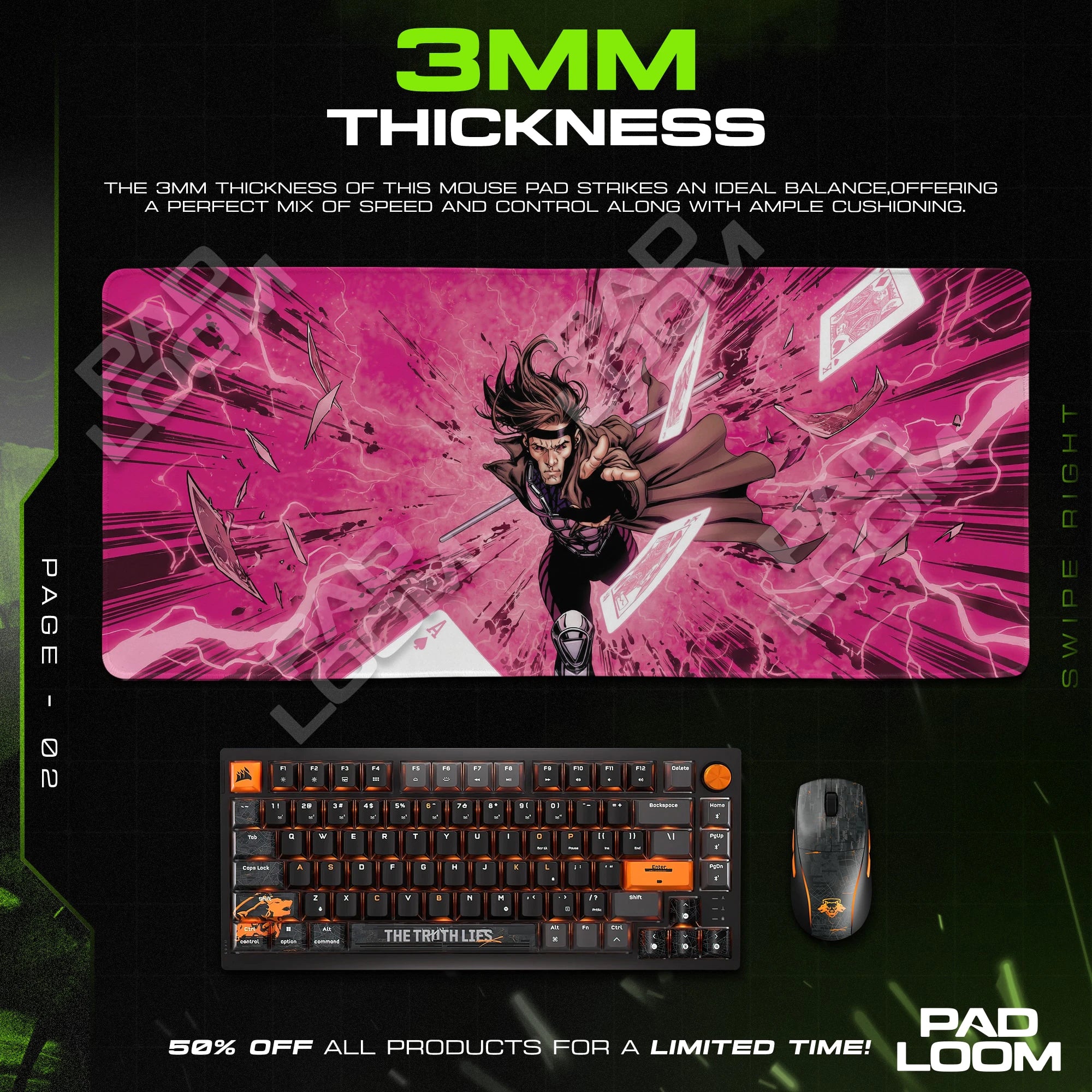 Gambit Kinetic Blast Mouse Pad - X-Men Desk Mat