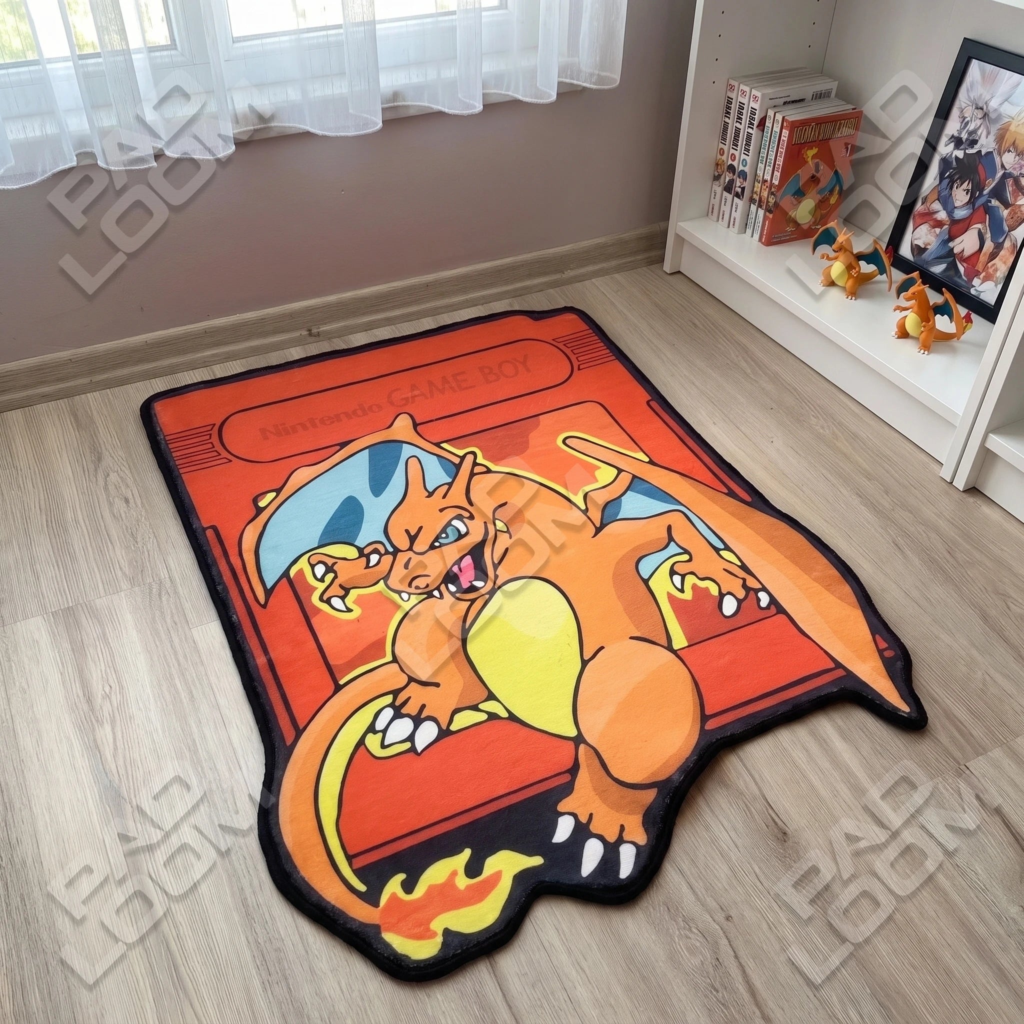 Game Boy Charizard Rug - Shaped Anime Area Rug