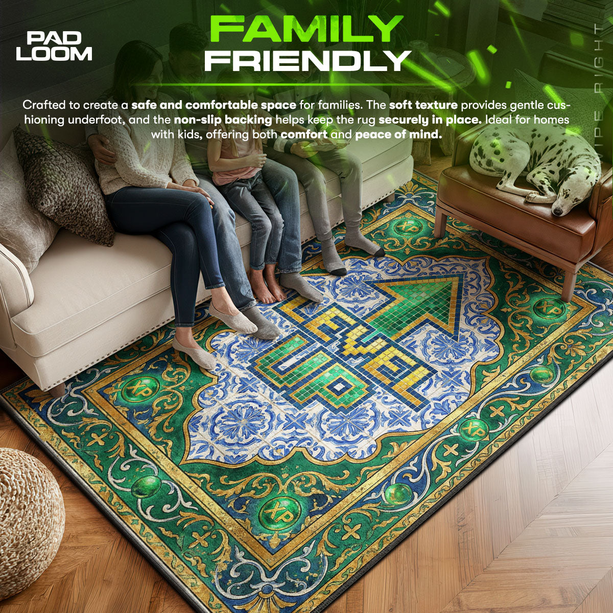 Area character design printed on rug