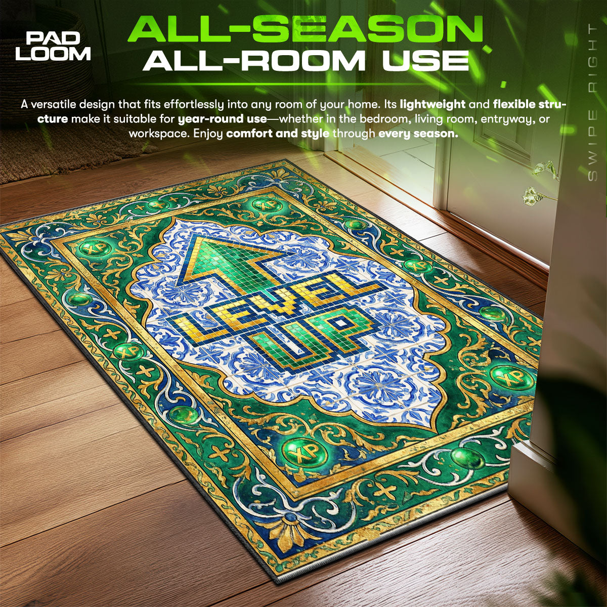 Detailed close-up of Game rug pattern